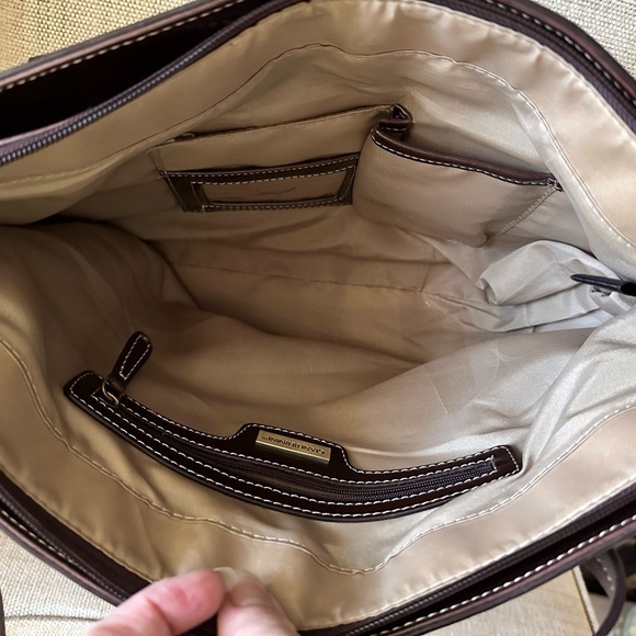 Giani Bernini Multi Compartment Striped Vegan Handbag Zipper & Magnetic Snap EUC - Picture 9 of 11